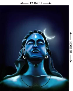 Furnato | Beautiful Poster of Adiyogi Shiva | P4 | Adhesive Poster | 12 Inch X 15 Inch