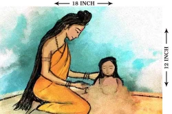 Furnato | Beautiful Poster of Parvati & Ganesha | P9 | Adhesive Poster | 18 Inch X 12 Inch