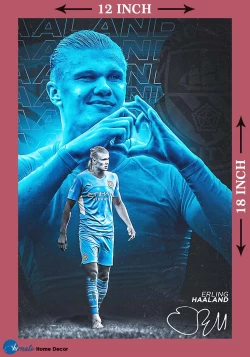 Furnato | Beautiful Poster of Erling Haaland | PSF1 | Adhesive Poster | 12 Inch X 18 Inch