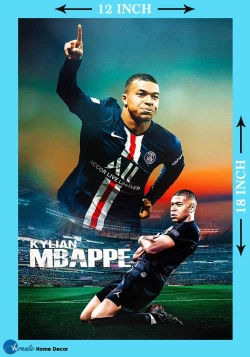 Furnato | Beautiful Poster of Kylian Mbappe | PSF2 | Adhesive Poster | 12 Inch X 18 Inch