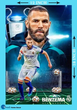 Furnato | Beautiful Poster of Karim Benzema | PSF3 | Adhesive Poster | 12 Inch 18 Inch