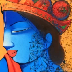 Furnato | Beautiful Poster of Shree Krishna | P35 | Adhesive Poster | 12 Inch X 12 Inch