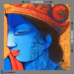 Furnato | Beautiful Poster of Shree Krishna | P35 | Adhesive Poster | 12 Inch X 12 Inch