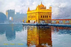 Furnato | Beautiful Poster of Golden Temple | P104 | Adhesive Poster | 18 Inch X 12 Inch