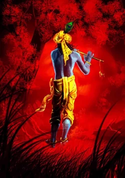 Furnato | Beautiful Poster of Shree Krishna | P114 | Adhesive Poster | 12 Inch X 17 Inch