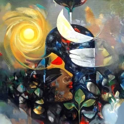 Furnato | Beautiful Poster of Shiva Parvati | P118 | Adhesive Poster | 12 Inch X 12 Inch