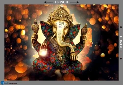 Furnato | Beautiful Poster of Lord Ganesha | P125 | Adhesive Poster | 18 Inch X 12 Inch