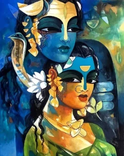 Furnato | Beautiful Poster of Shiva Parvati | P127 | Adhesive Poster | 12 Inch X 15 Inch