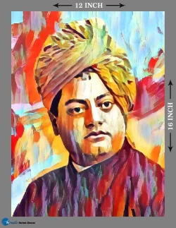 Furnato | Beautiful Poster of Swami Vivekananda | P132 | Adhesive Poster | 12 Inch X 16 Inch