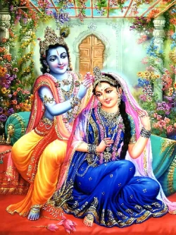 Furnato | Beautiful Poster of Shree Krishna & Radha | P134 | Adhesive Poster | 12 Inch X 16 Inch