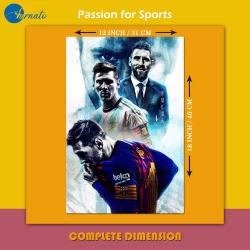 Furnato | Beautiful Poster of Lionel Messi | PSF24 | Adhesive Poster | 12 Inch X 18 Inch