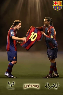 Furnato | Beautiful Poster of Messi & Ronaldinoh | PSF26 | Adhesive Poster | 12 Inch X 18 Inch