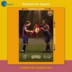 Furnato | Beautiful Poster of Messi & Ronaldinoh | PSF26 | Adhesive Poster | 12 Inch X 18 Inch