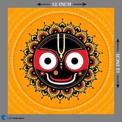 Furnato | Beautiful Poster of Jai Jagannatha | P149 | Adhesive Poster | 12 Inch X 12 Inch