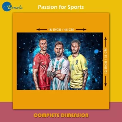 Furnato | Beautiful Poster of Ronaldo Messi Neymar | PSF38 | Adhesive Poster | 18 Inch X 12 Inch