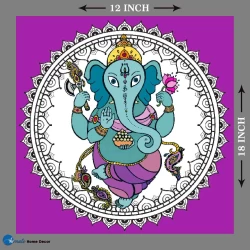 Furnato | Beautiful Poster of Lord Ganesha | P163 | Adhesive Poster | 12 Inch X 12 Inch
