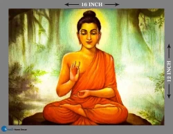 Furnato | Beautiful Poster of Buddha | P168 | Adhesive Poster | 16 Inch X 12 Inch