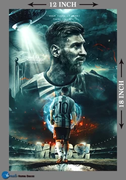 Furnato | Beautiful Poster of Lionel Messi | P34 | Adhesive Poster | 12 Inch X 18 Inch