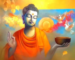 Furnato | Beautiful Poster of Buddha | P170 | Adhesive Poster | 15 Inch X 12 Inch