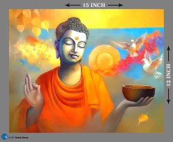 Furnato | Beautiful Poster of Buddha | P170 | Adhesive Poster | 15 Inch X 12 Inch