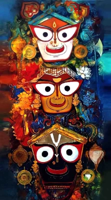 Furnato | Beautiful Poster of Jai Jagannatha | P172 | Adhesive Poster | 10 Inch X 18 Inch