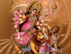 Furnato | Beautiful Poster of Maa Durga | P174 | Adhesive Poster | 16 Inch X 12 Inch