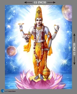 Furnato | Beautiful Poster of Lord Vishnu | P177 | Adhesive Poster | 12 Inch X 15 Inch