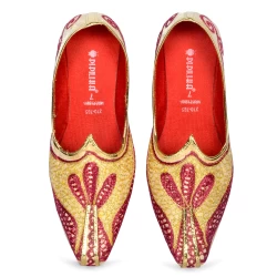 PIPILIKA Ethnic Wedding Jutis Mojaris | Wonderful Indian Trendy Ethnic Footwear Jutis For Men | 270-785 | Golden