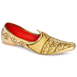 PIPILIKA Ethnic Wedding Jutis Mojaris | Wonderful Indian Trendy Ethnic Footwear Jutis For Men | 270-787 | Golden
