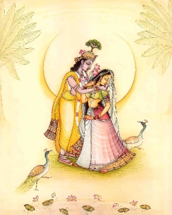 Furnato | Beautiful Poster of Krishna Radha | P197 | Adhesive Poster | 12 Inch X 15 Inch