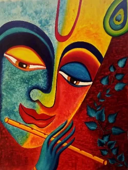 Furnato | Beautiful Poster of Shree Krishna | P199 | Adhesive Poster | 12 Inch X 16 Inch